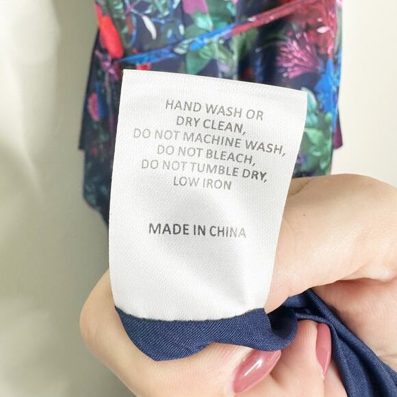 Hutch Hollis Wrap Maxi Dress Surplice Neck Sleeveless Floral Navy Multi Size S - Picture 10 of 10